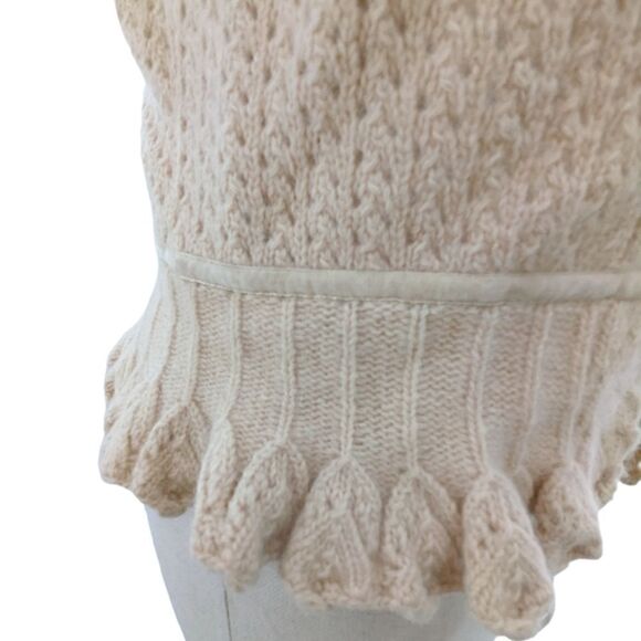 Lambs wool & angora tie front cardigan w/ velvet ribbon small #cottagecore - Picture 8 of 16